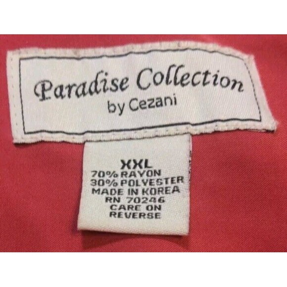 Cezani Paradise Collection Mens Red Camp Shirt Rockabilly Embroidered SZ XXL EUC - Picture 5 of 7